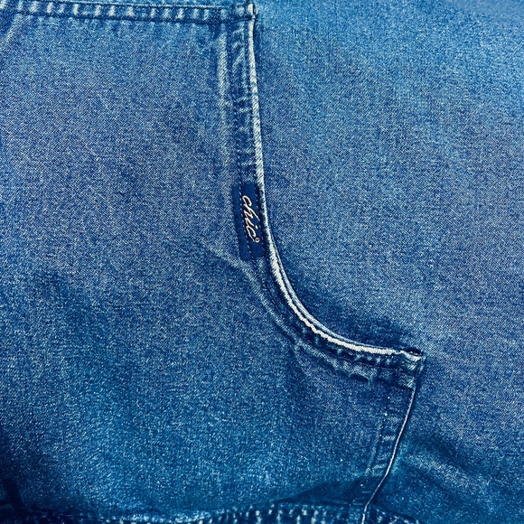 Vintage Chic Women's Denim Blue Hooded Barn Jacket Pockets Large XL Excellent - Picture 9 of 9